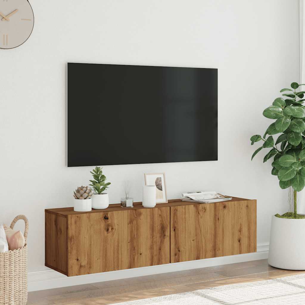 vidaXL Wall Mounted TV Cabinet Artisan Oak 120x30x30 cm Engineered Wood 3
