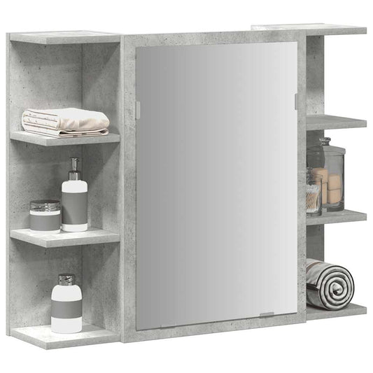 vidaXL Bathroom Mirror Cabinet Concrete Grey 80x20,5x64 cm Engineered Wood 1