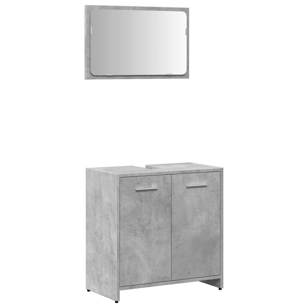 vidaXL Bathroom Cabinet with Mirror Concrete Grey Engineered Wood 2