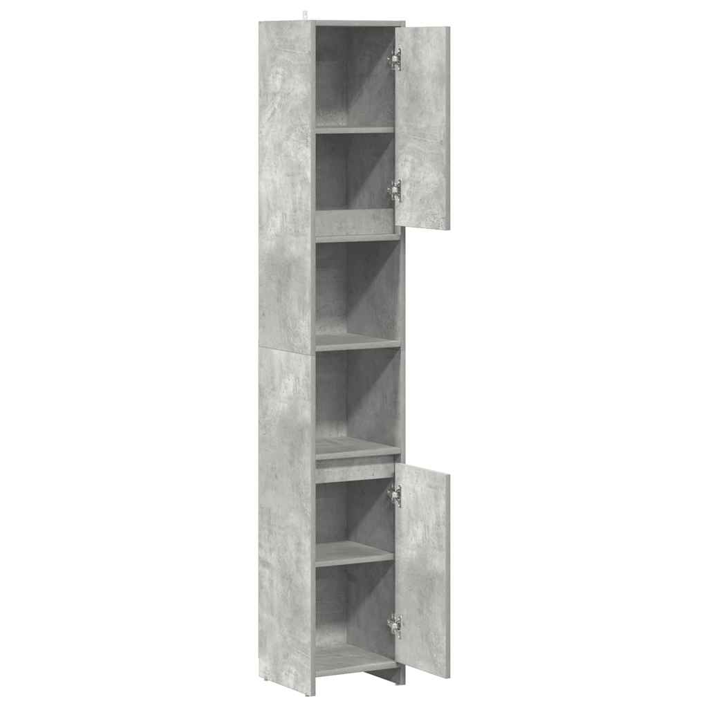vidaXL Bathroom Cabinet Concrete Grey 30x30x183.5 cm Engineered Wood 5