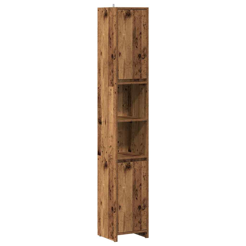 vidaXL Bathroom Cabinet Old Wood 30x30x183.5 cm Engineered Wood 2