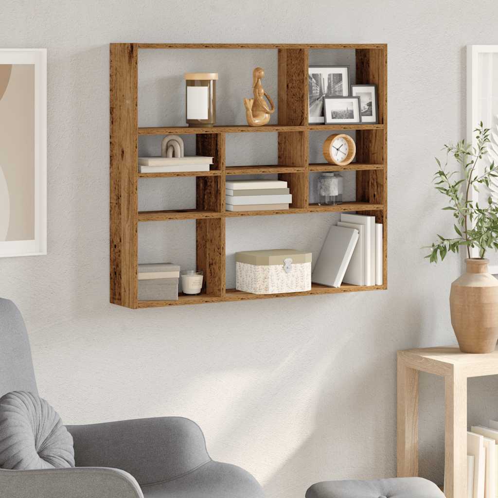 vidaXL Wall Shelf Old Wood 90x16x78 cm Engineered Wood 1