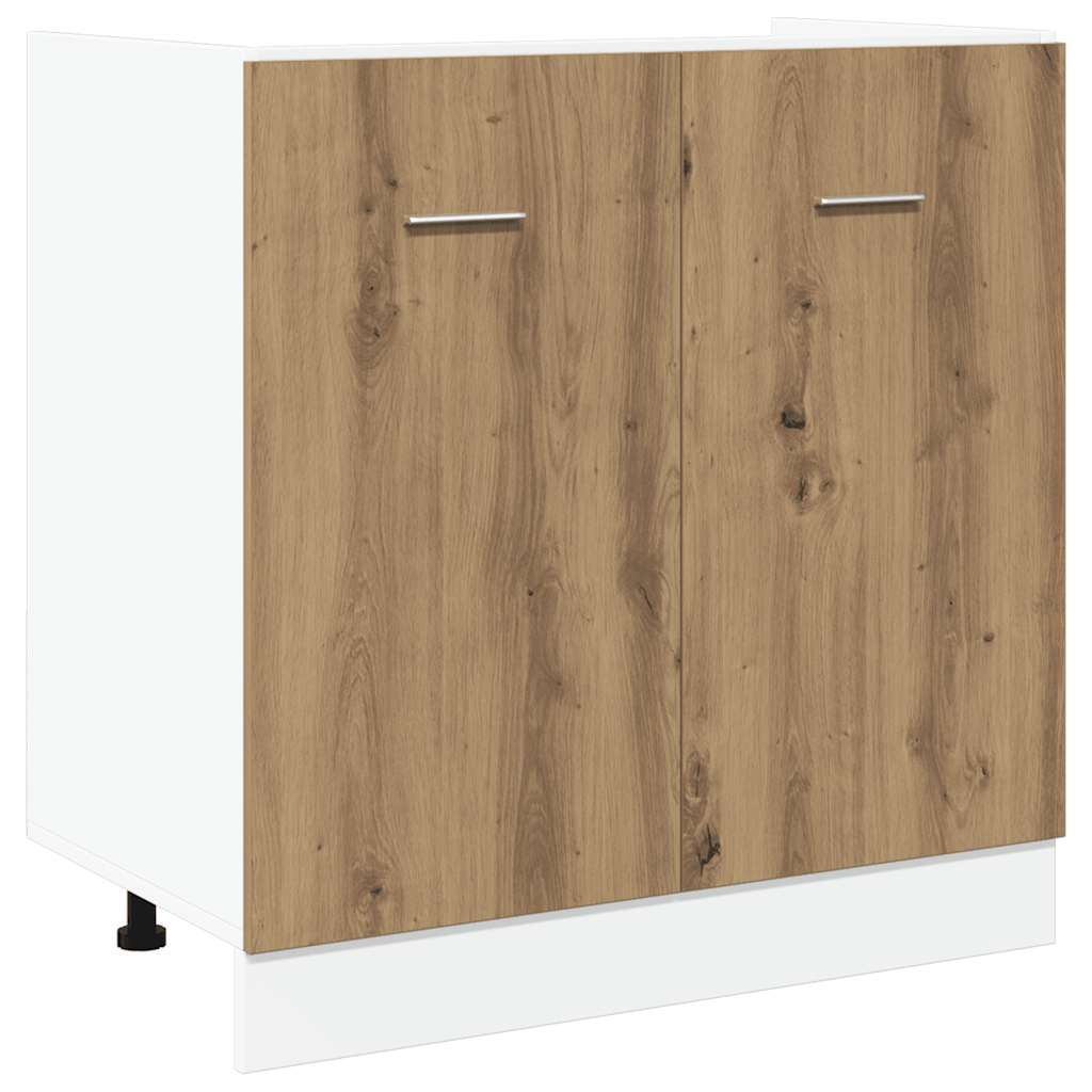 Kitchen Base Cabinet "Lyon" Engineered Wood Artisan oak 1x bottom cabinet (1 door 1 drawer) 30–1x hanging cabinet (1 door) 30 cm wide 100 cm high 1x bottom cabinet (2 doors) 80 cm