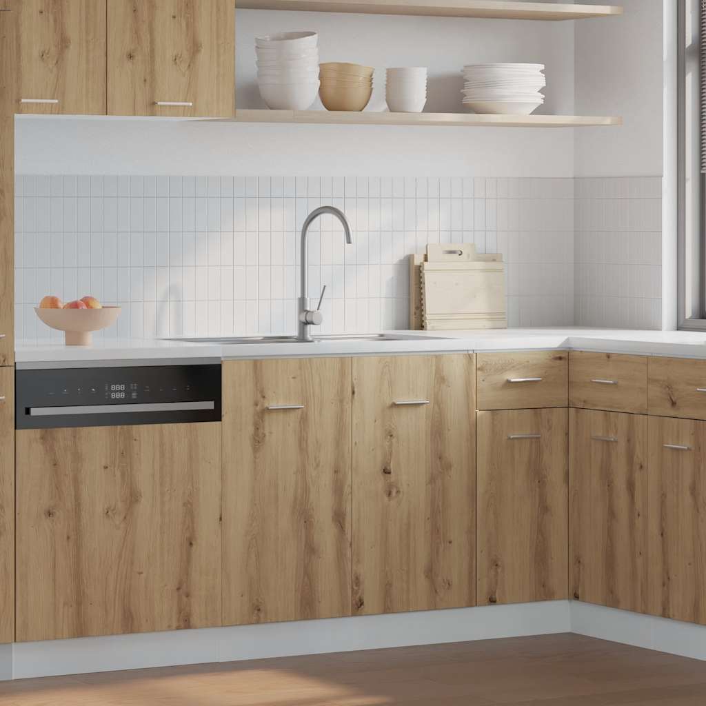 Kitchen Base Cabinet "Lyon" Engineered Wood Artisan oak 1x bottom cabinet (1 door 1 drawer) 30–1x hanging cabinet (1 door) 30 cm wide 100 cm high 1x bottom cabinet (2 doors) 80 cm