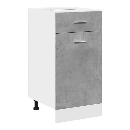 Kitchen Base Cabinet "Lyon" Engineered Wood Concrete grey 1x bottom cabinet (1 door 1 drawer) 30–1x hanging cabinet (1 door) 30 cm wide 100 cm high 1x bottom cabinet (1 door 1 drawer) 40 cm