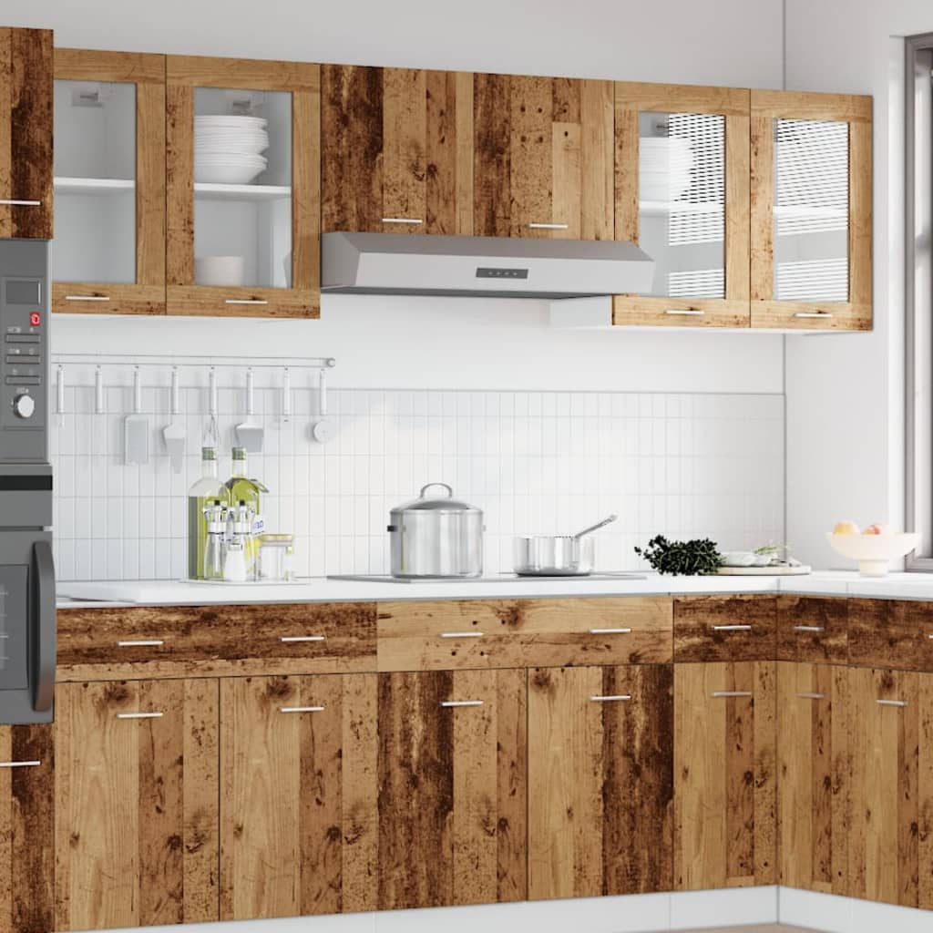 vidaXL Hanging Glass Cabinet Lyon Old Wood 40x31x60 cm Engineered Wood 3