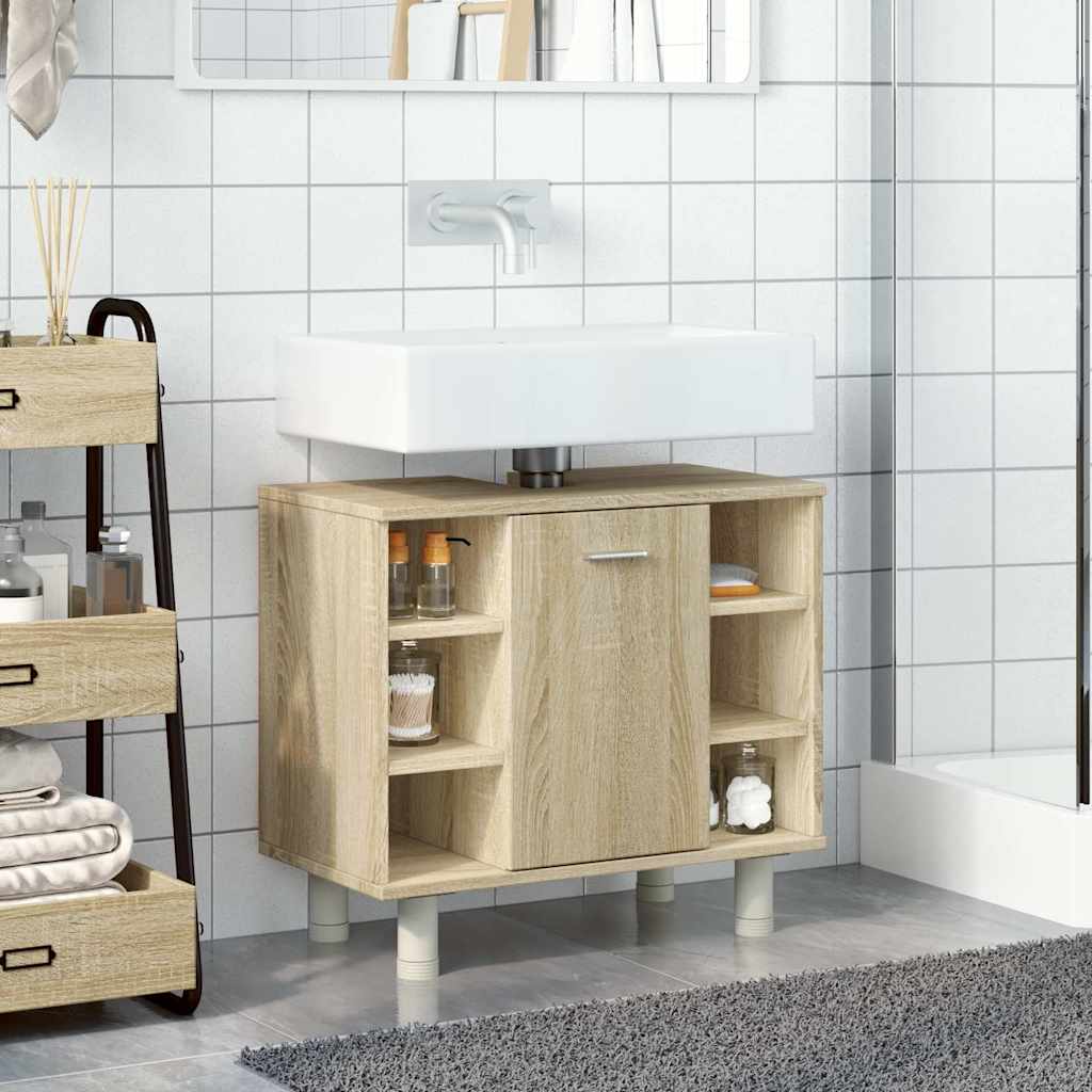 vidaXL Bathroom Cabinet Sonoma Oak 60x32x53.5 cm Engineered Wood 3