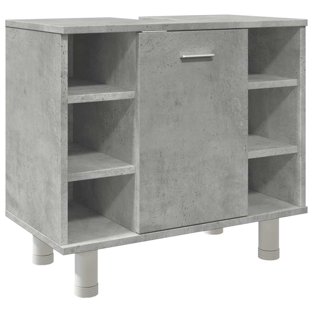 vidaXL Bathroom Cabinet Concrete Grey 60x32x53.5 cm Engineered Wood 2