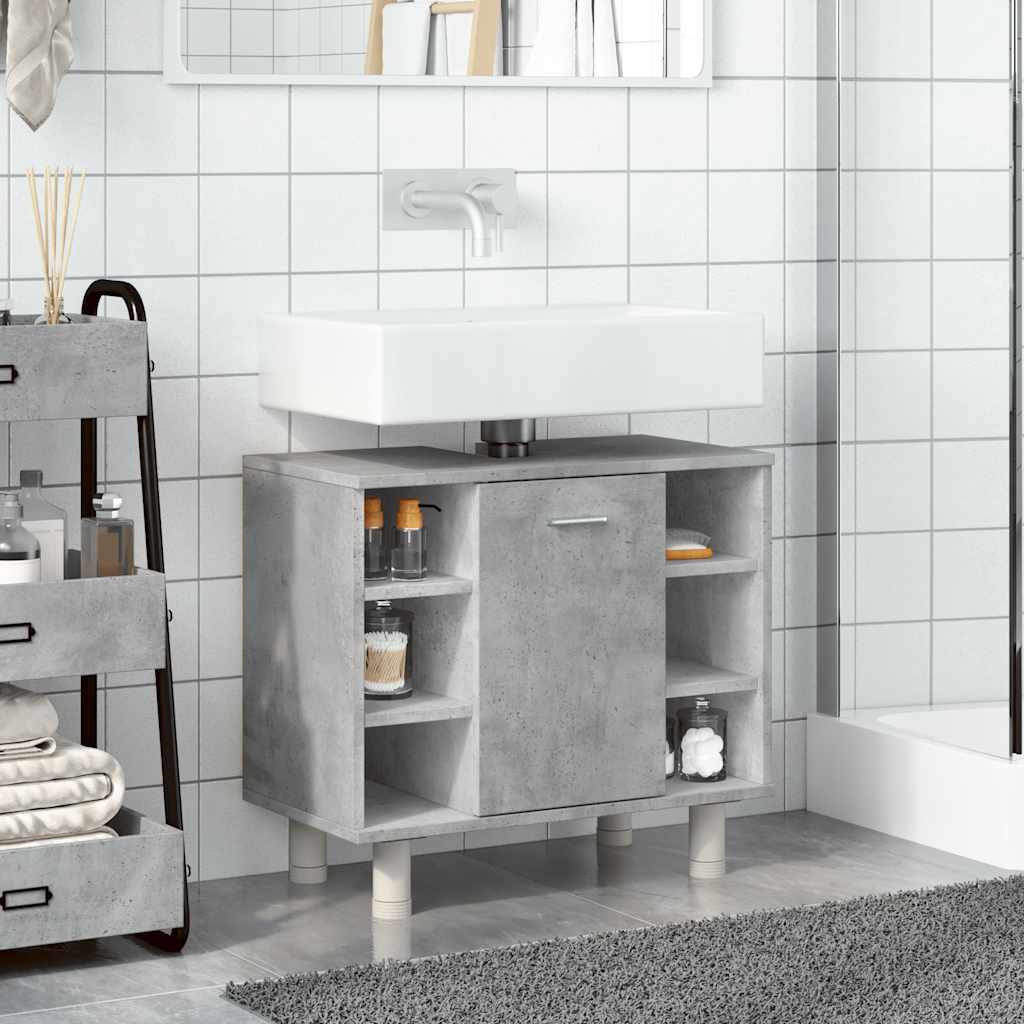 vidaXL Bathroom Cabinet Concrete Grey 60x32x53.5 cm Engineered Wood 3