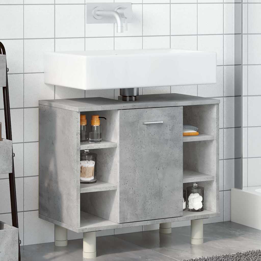 vidaXL Bathroom Cabinet Concrete Grey 60x32x53.5 cm Engineered Wood 4