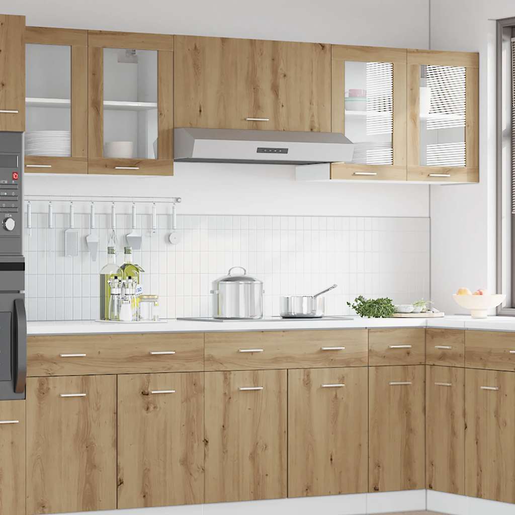 vidaXL Kitchen Wall Cabinet Lyon with Glass Door Artisan Oak 60x31x60 cm 3