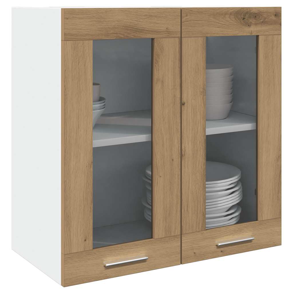 vidaXL Kitchen Wall Cabinet Lyon with Glass Door Artisan Oak 60x31x60 cm 1