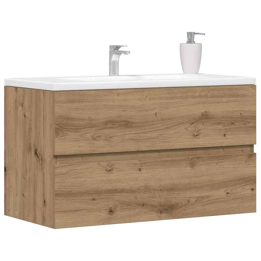 vidaXL Sink Cabinet Artisian Oak 90x38.5x45 cm Engineered Wood 3