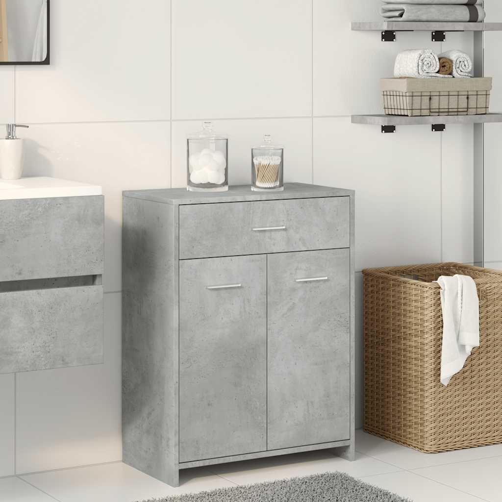vidaXL Bathroom Cabinet Concrete Grey 60x33x80 cm Engineered Wood 3