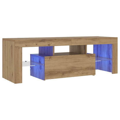 vidaXL TV Cabinet with LED Lights Artisan Oak 120x36.5x40 cm Engineered Wood 4