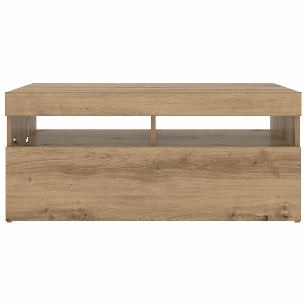 vidaXL TV Cabinet with LED Lights Artisan Oak 90x35x40 cm Engineered Wood 6