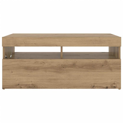 vidaXL TV Cabinet with LED Lights Artisan Oak 90x35x40 cm Engineered Wood 6