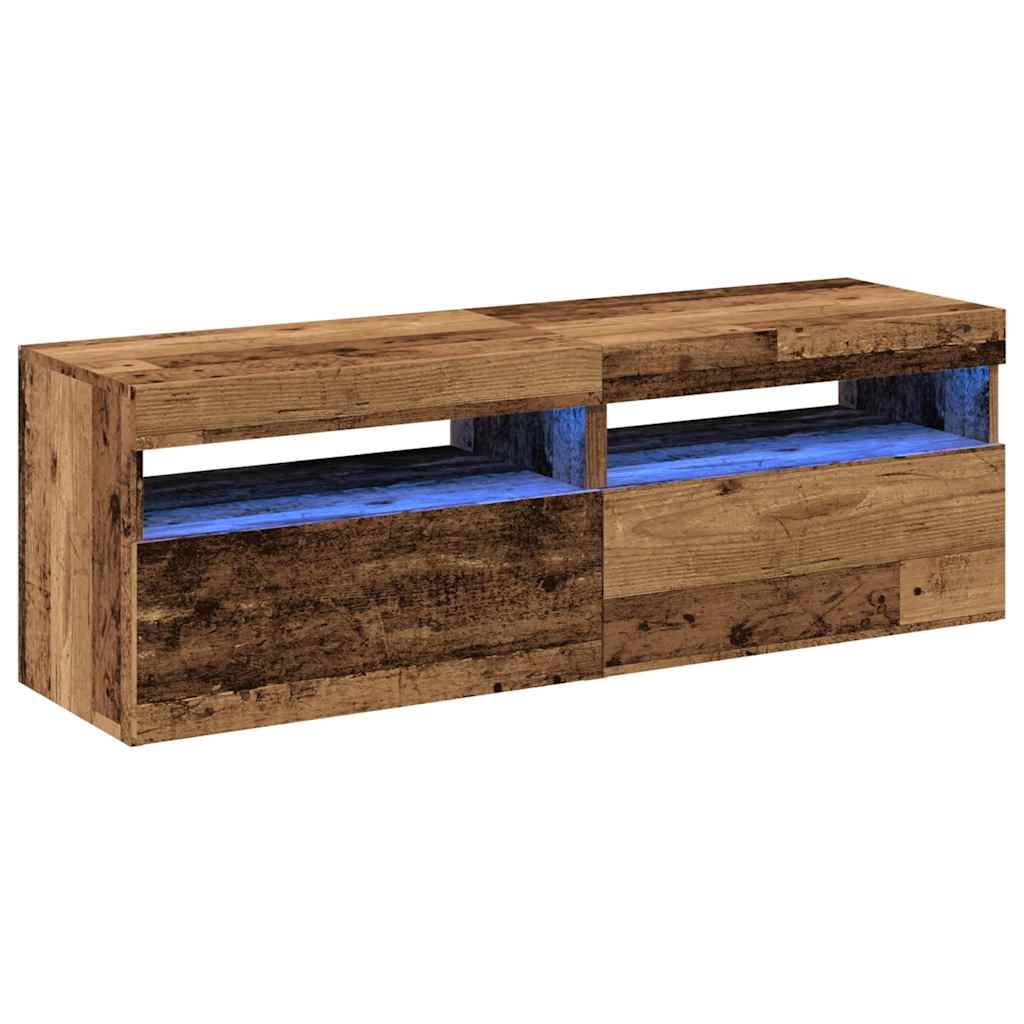 vidaXL 2 Piece TV Cabinet Set with LED Lights Old Wood Engineered Wood 5
