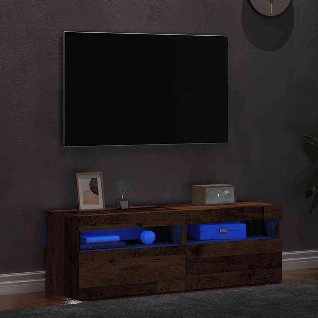 vidaXL 2 Piece TV Cabinet Set with LED Lights Old Wood Engineered Wood 1