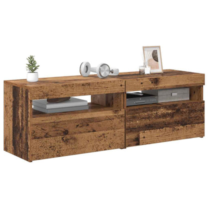 TV Cabinet Set with LED Lights Engineered Wood 2 Old wood 60 cm