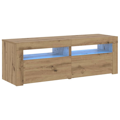vidaXL TV Cabinet with LED Lights Artisan Oak 120x35x40 cm 2