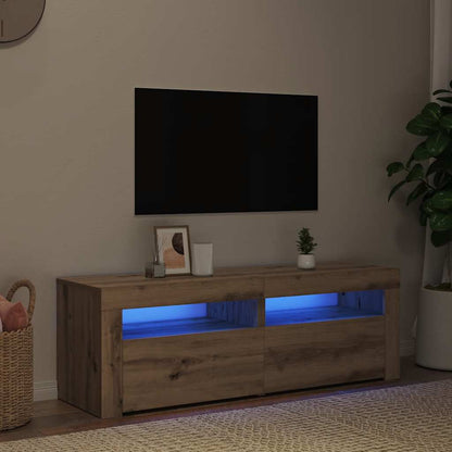 vidaXL TV Cabinet with LED Lights Artisan Oak 120x35x40 cm 3
