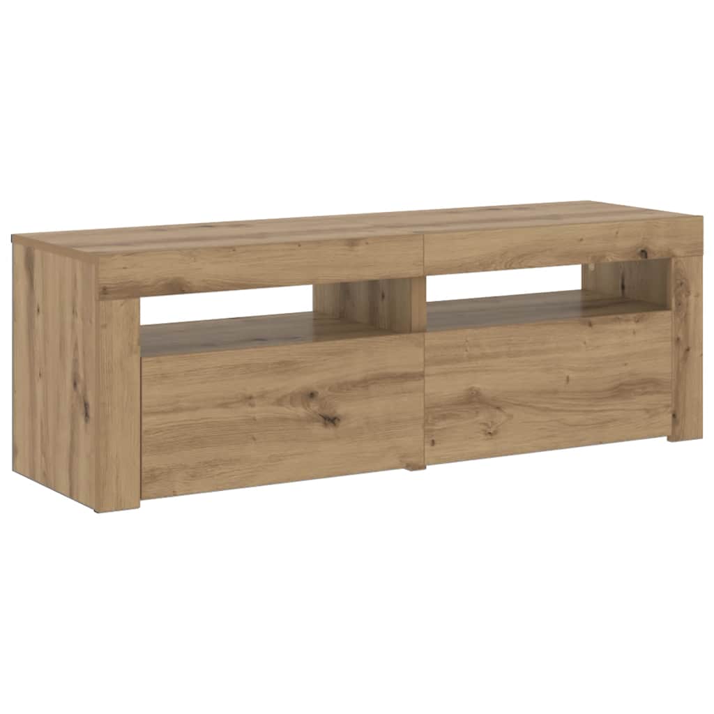 vidaXL TV Cabinet with LED Lights Artisan Oak 120x35x40 cm 6