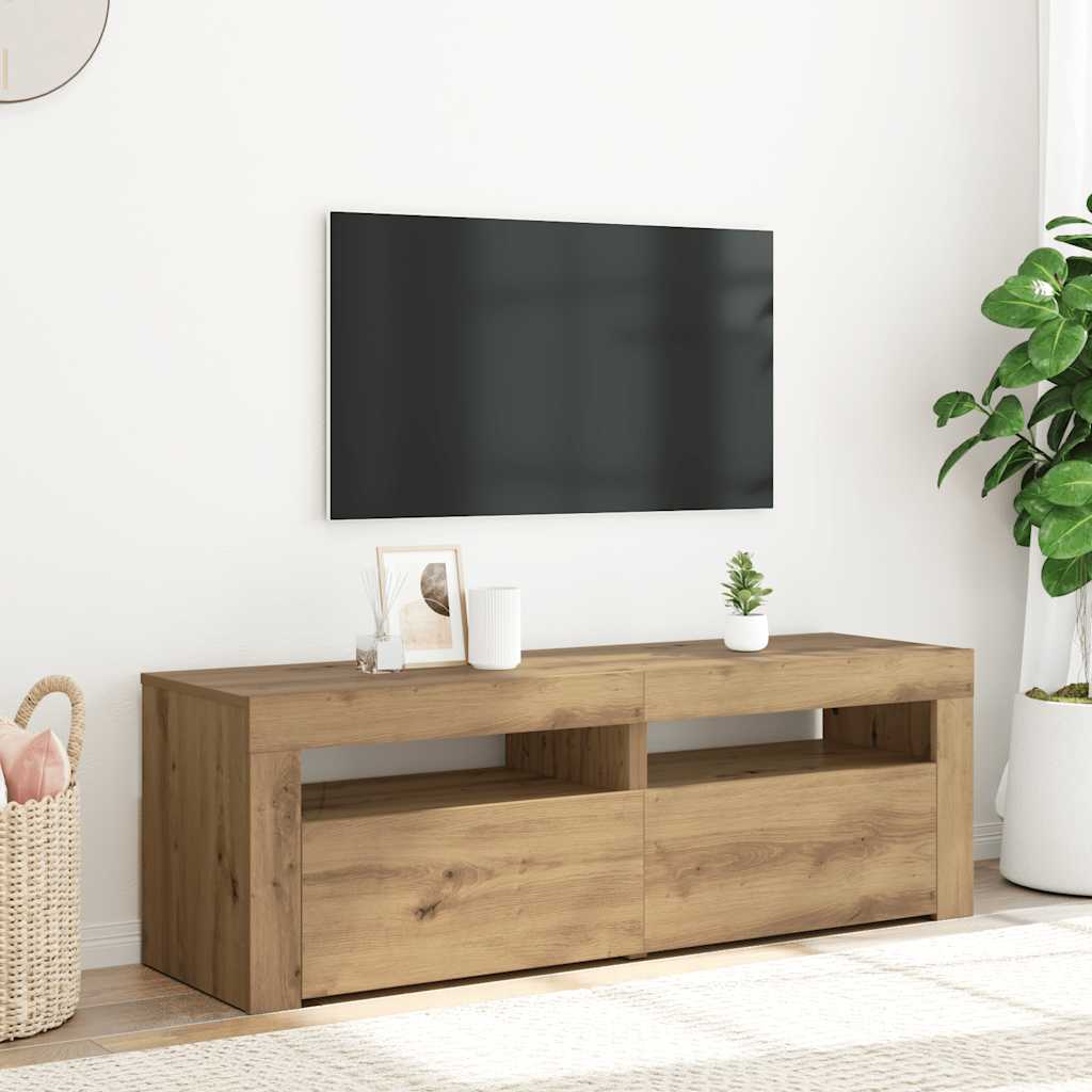 vidaXL TV Cabinet with LED Lights Artisan Oak 120x35x40 cm 1