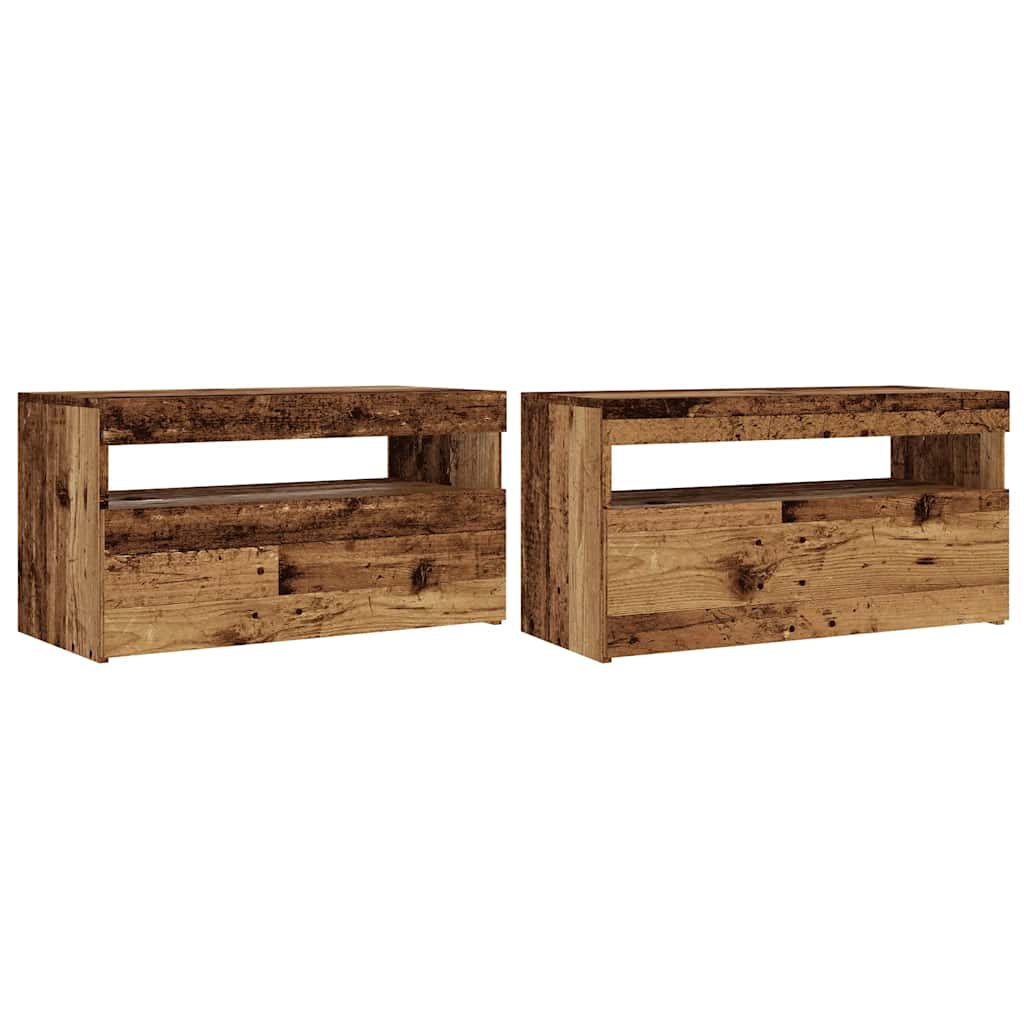 vidaXL 2 Piece TV Cabinet Set with LED Lights Old Wood Engineered Wood 2