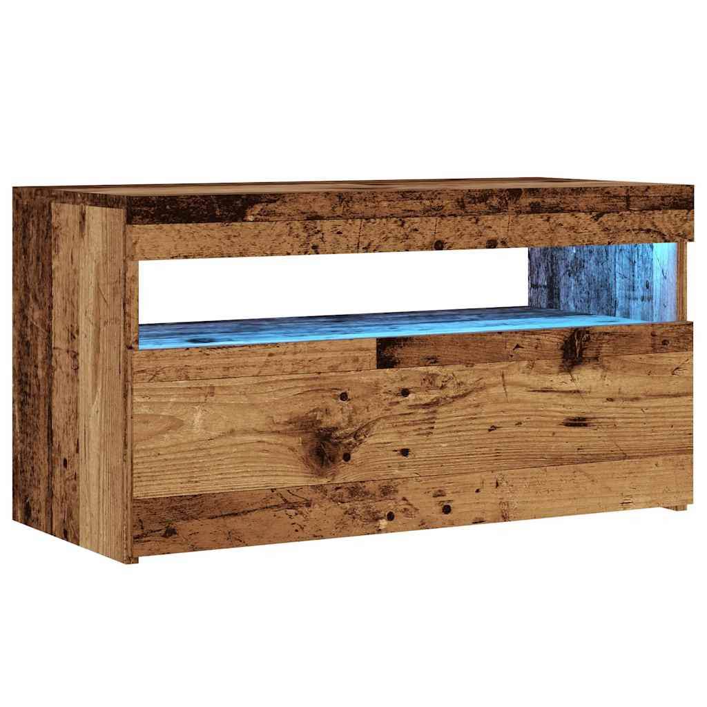 vidaXL 2 Piece TV Cabinet Set with LED Lights Old Wood Engineered Wood 5