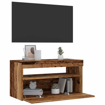 TV Cabinet Set with LED Lights Engineered Wood 2 Old wood 75 cm