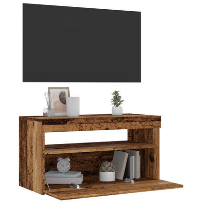 vidaXL 2 Piece TV Cabinet Set with LED Lights Old Wood Engineered Wood 3
