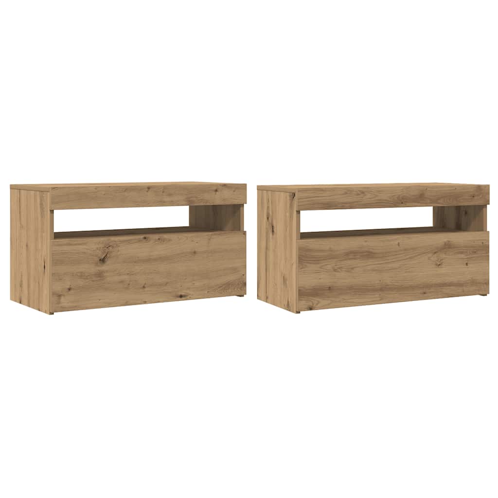 vidaXL 2 Piece TV Cabinet Set with LED Lights Artisan Oak Engineered Wood 2