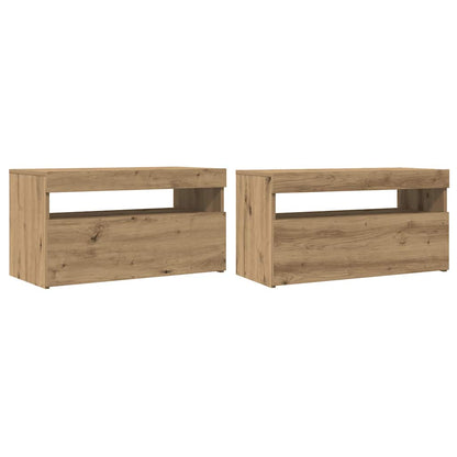 vidaXL 2 Piece TV Cabinet Set with LED Lights Artisan Oak Engineered Wood 2
