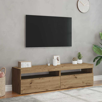 vidaXL 2 Piece TV Cabinet Set with LED Lights Artisan Oak Engineered Wood 4