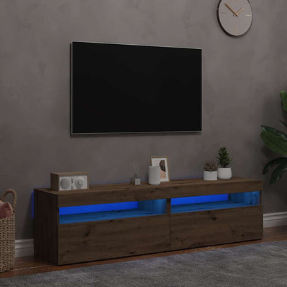 vidaXL 2 Piece TV Cabinet Set with LED Lights Artisan Oak Engineered Wood 1