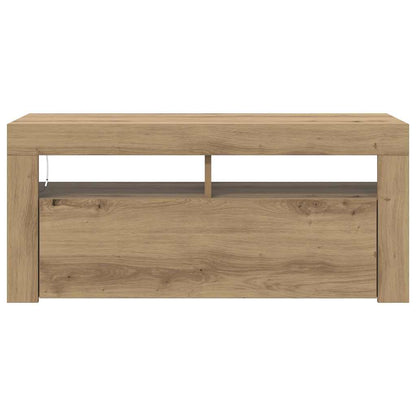 vidaXL TV Cabinet with LED Lights Artisan Oak 90x35x40 cm Engineered Wood 6