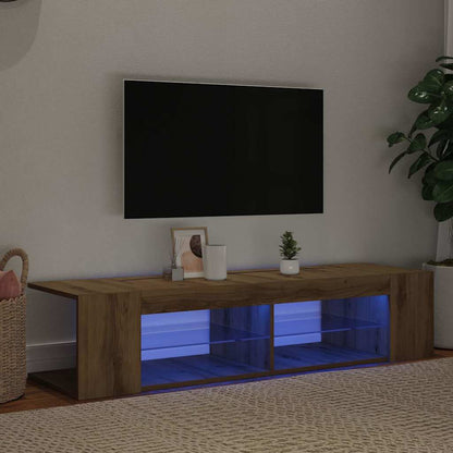 vidaXL TV Cabinet with LED Lights Artisan Oak 135x39x30 cm Engineered Wood 4