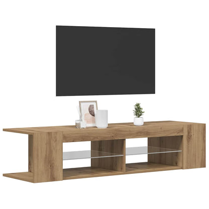vidaXL TV Cabinet with LED Lights Artisan Oak 135x39x30 cm Engineered Wood 5