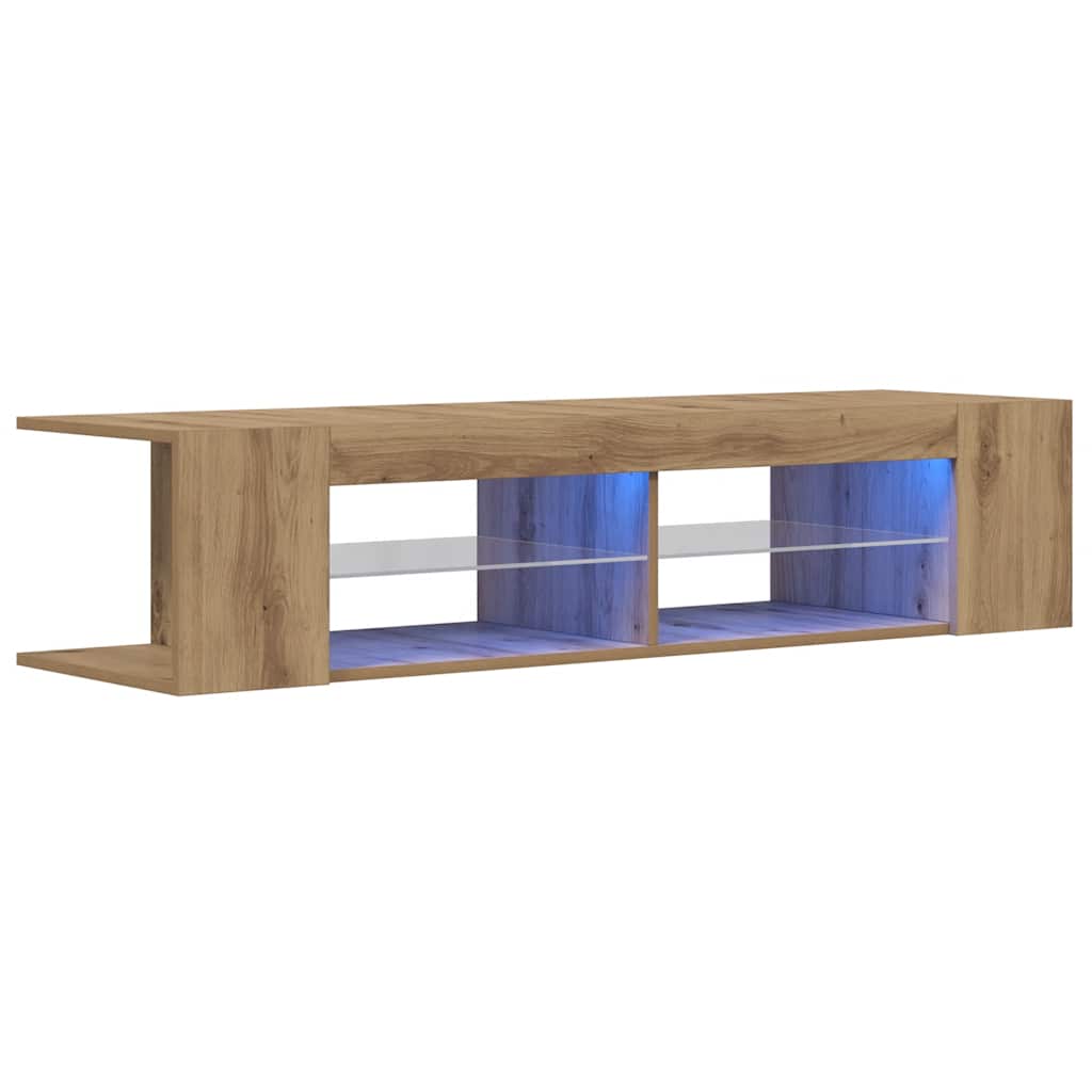 vidaXL TV Cabinet with LED Lights Artisan Oak 135x39x30 cm Engineered Wood 6