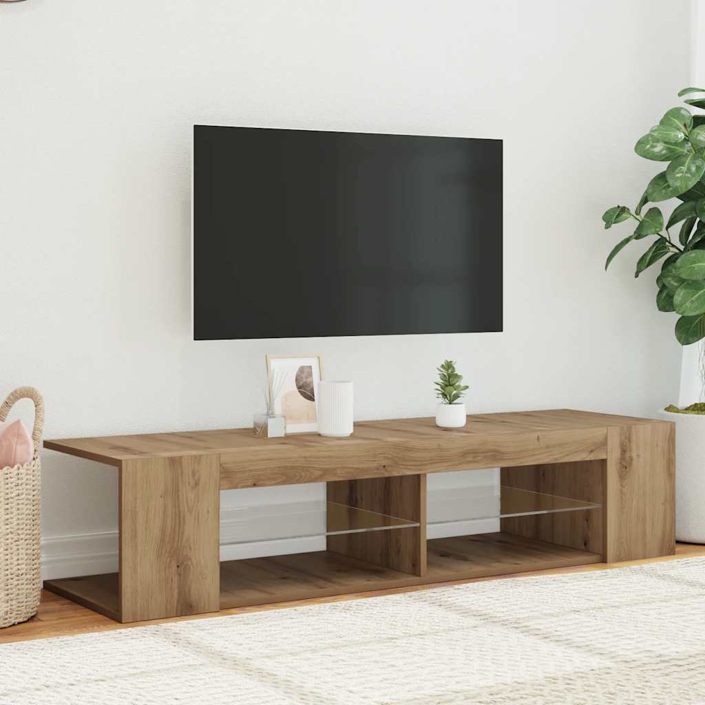 vidaXL TV Cabinet with LED Lights Artisan Oak 135x39x30 cm Engineered Wood 1