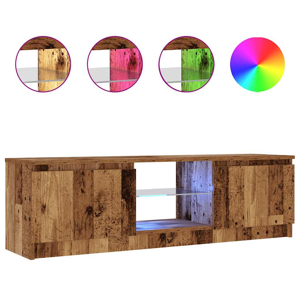 TV Cabinet with LED Lights Old wood