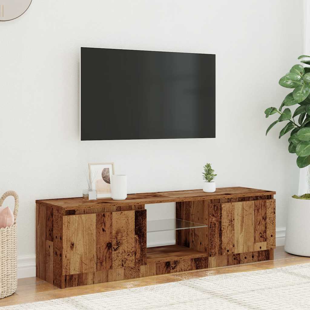 vidaXL TV Cabinet with LED Lights Old Wood 120x30x36cm Engineered Wood 3