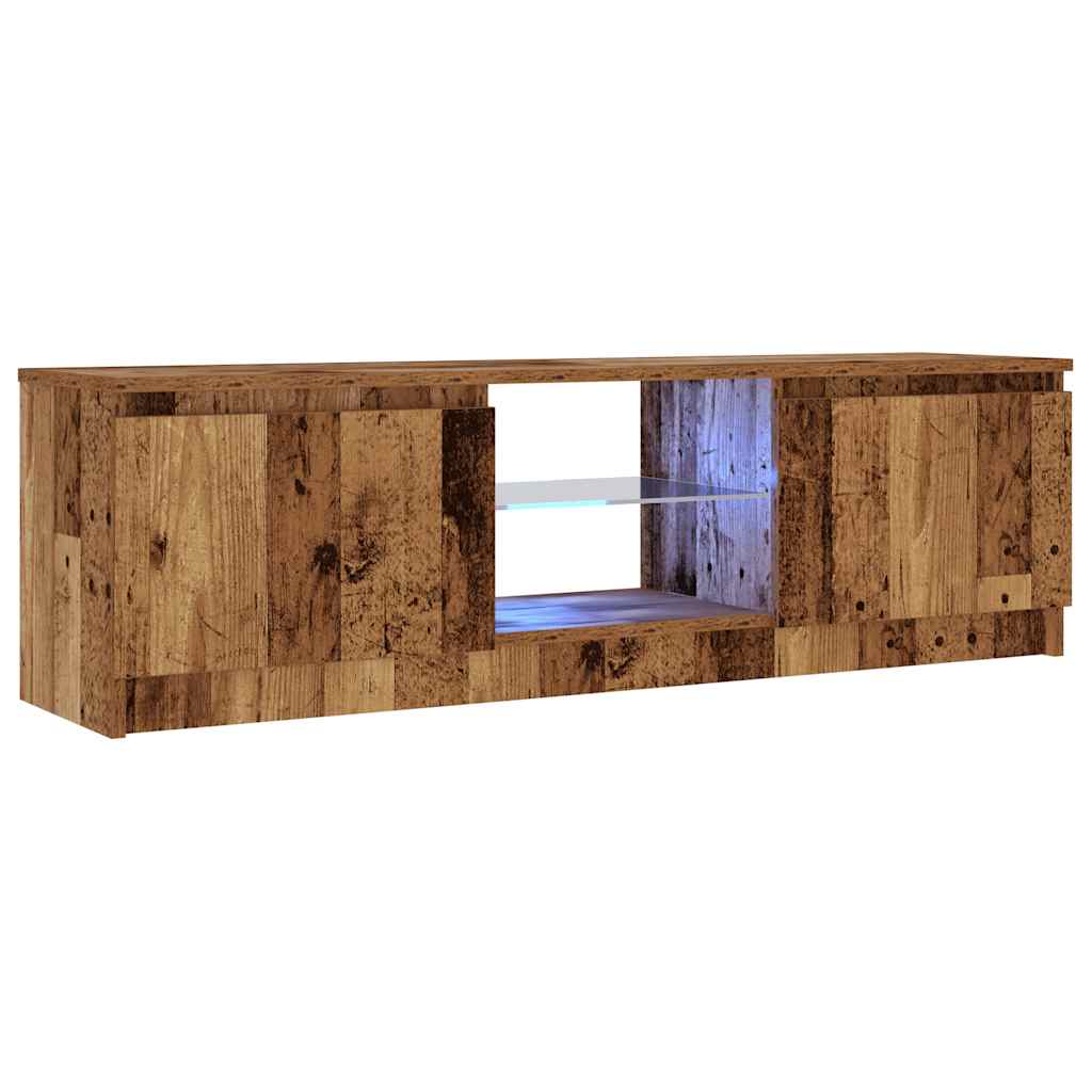 vidaXL TV Cabinet with LED Lights Old Wood 120x30x36cm Engineered Wood 4