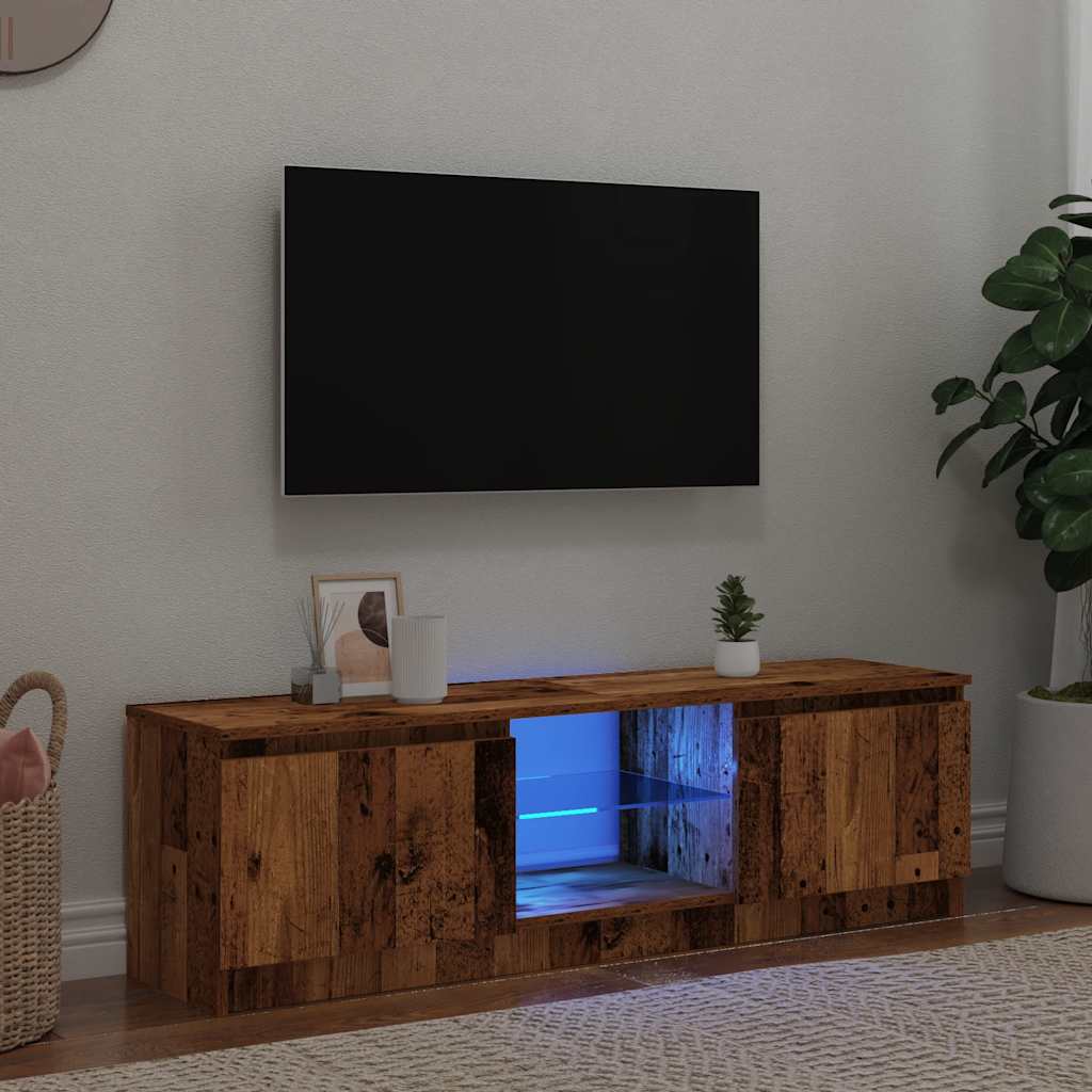 vidaXL TV Cabinet with LED Lights Old Wood 120x30x36cm Engineered Wood 1