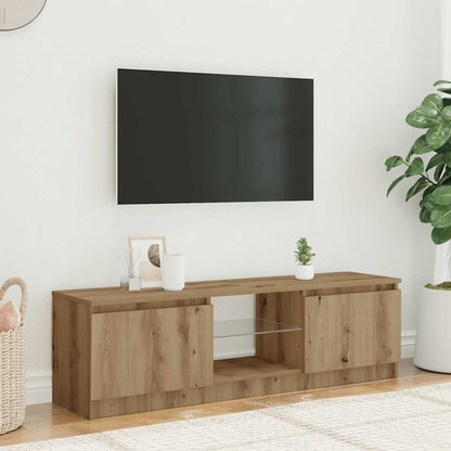 vidaXL TV Cabinet with LED Lights Artisian Oak 120x30x36 cm Engineered Wood 3