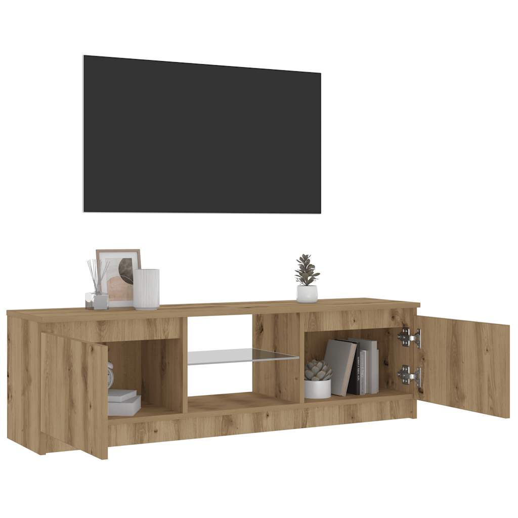vidaXL TV Cabinet with LED Lights Artisian Oak 120x30x36 cm Engineered Wood 4