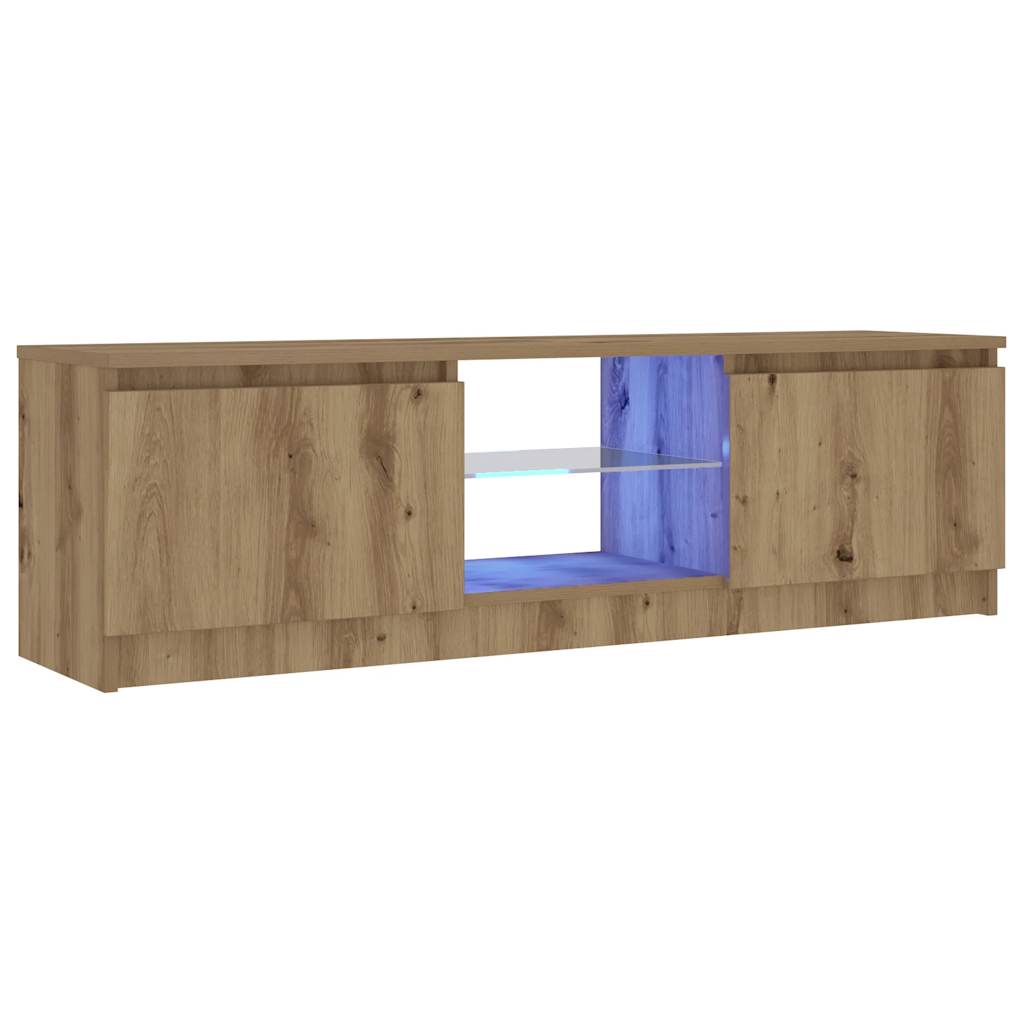 vidaXL TV Cabinet with LED Lights Artisian Oak 120x30x36 cm Engineered Wood 5
