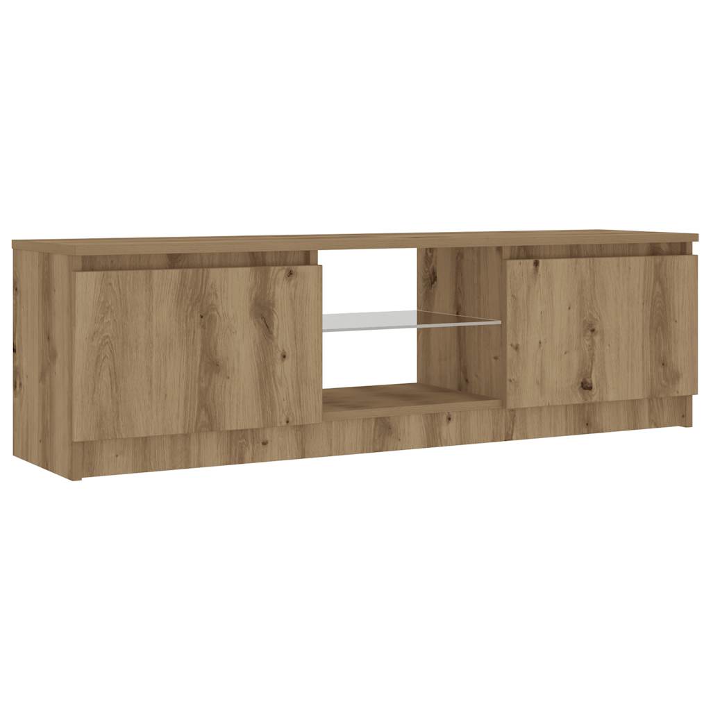 vidaXL TV Cabinet with LED Lights Artisian Oak 120x30x36 cm Engineered Wood 6