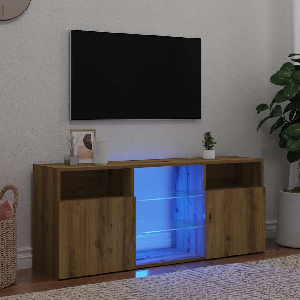 TV Cabinet with LED Lights 120x30x50 cm Artisan oak